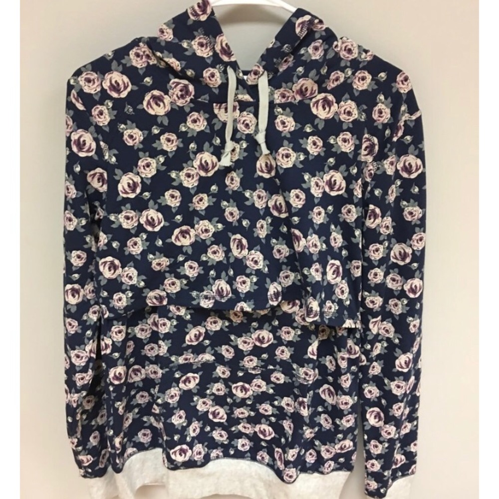 Latched Mama Navy Floral Nursing Hoodie - Small